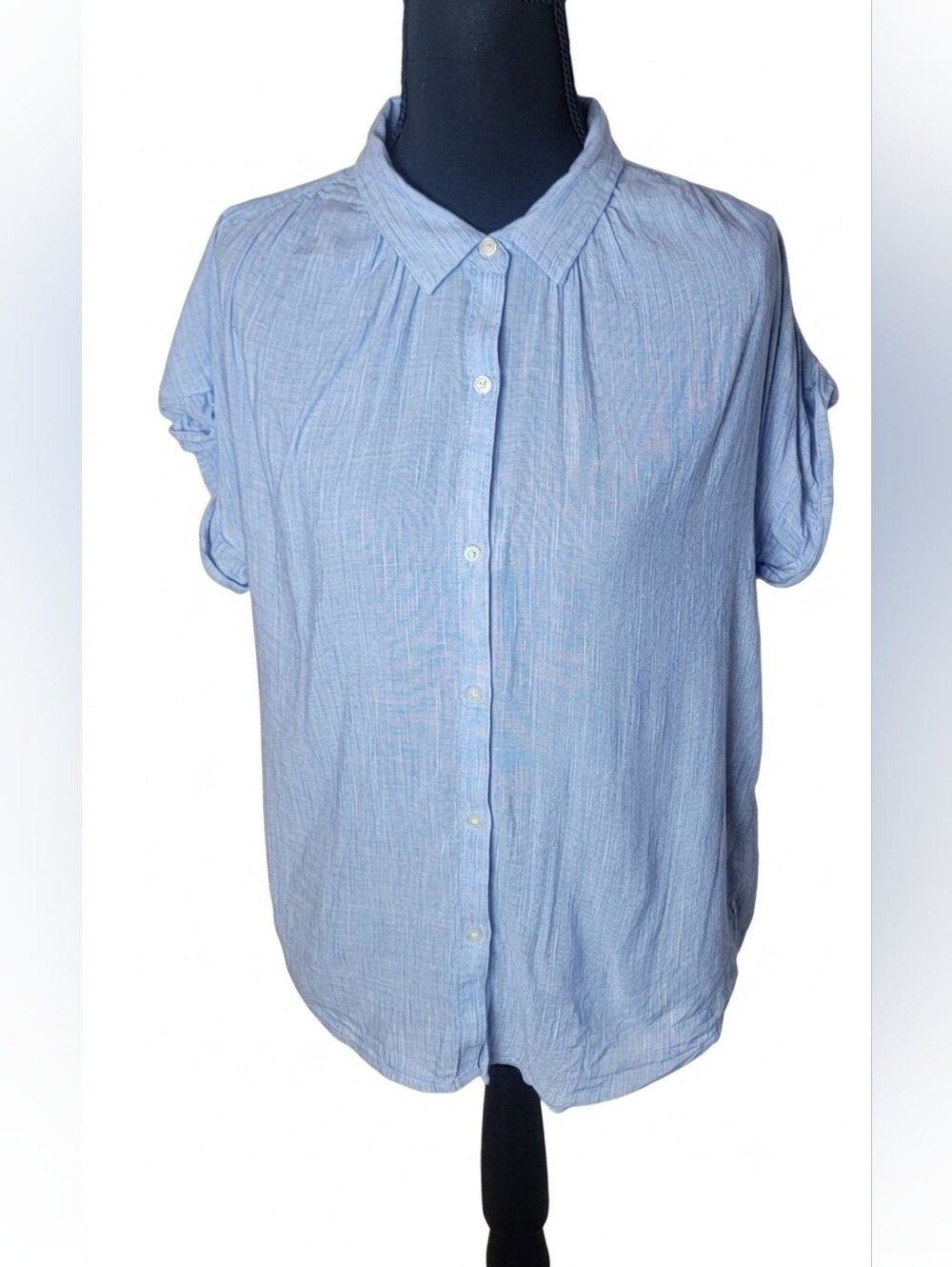 GAP Light Blue Short-Sleeve Button-Down Shirt
